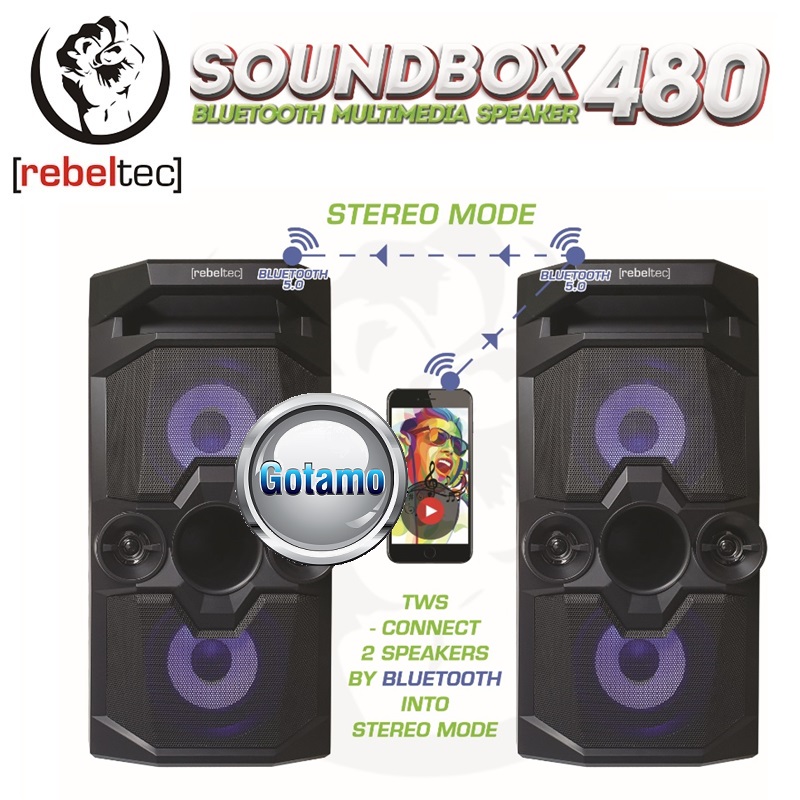 Bluetooth garsiakalbis kolonėlė RebelTec SoundBOX 480 juodos spalvos 5 RebelTec SoundBOX 480 juodos spalvos garsiakalbis 5