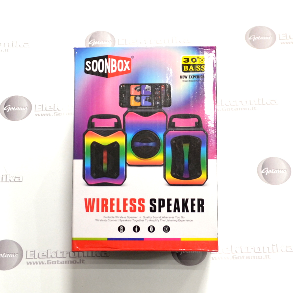 Bluetooth garsiakalbis kolonėlė SoonBox 3.0 Bass juodos spalvos 2 SoonBox 3.0 Bass juodos spalvos garsiakalbis 2