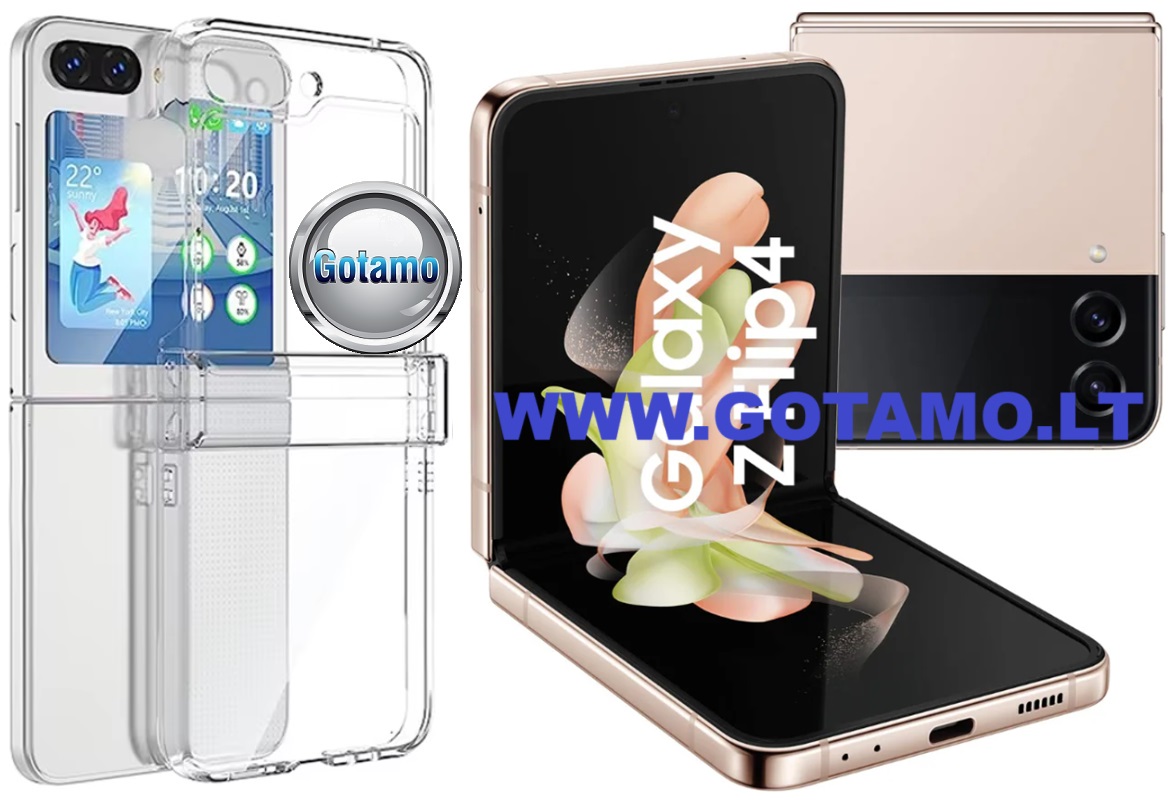 Crystal dėklas nugarėlė Samsung Galaxy Z Flip 4 mobiliajam telefonui skaidrus 1 Crystal dėklas Samsung Galaxy Z Flip 4 mobiliajam skaidrus spalvos