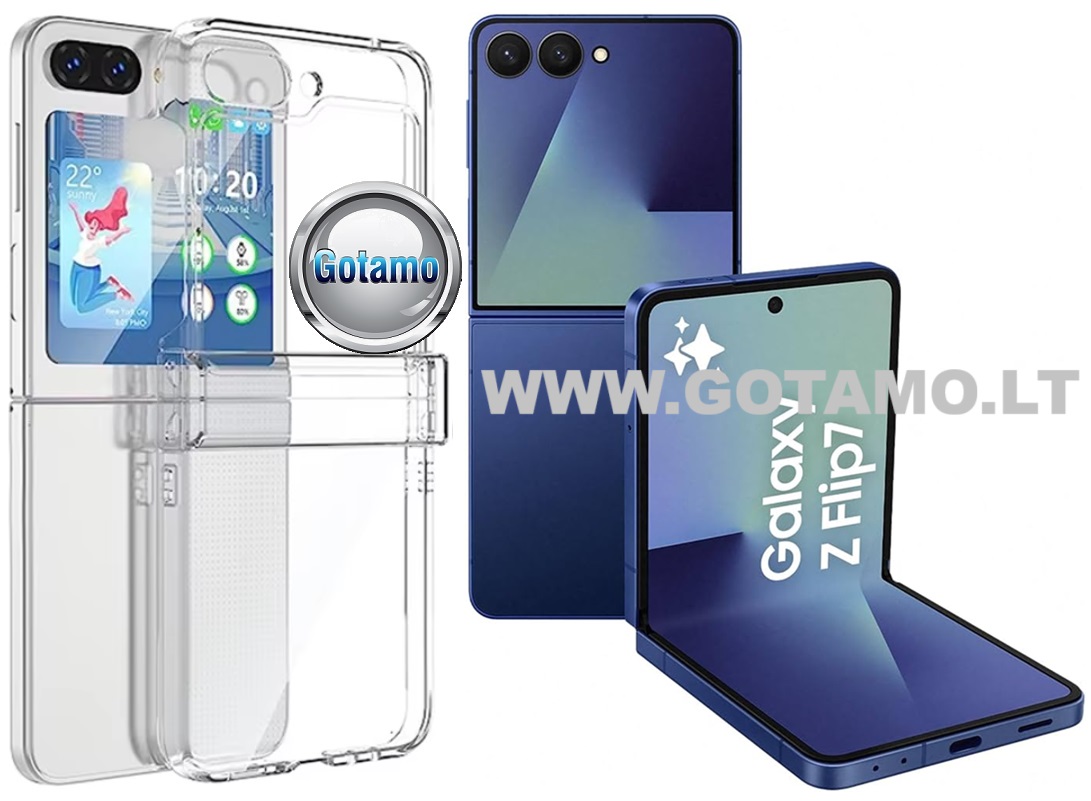 Crystal dėklas nugarėlė Samsung Galaxy Z Flip 7 telefonui skaidrus 1 Crystal dėklas Samsung Galaxy Z Flip 7 skaidrus spalvos