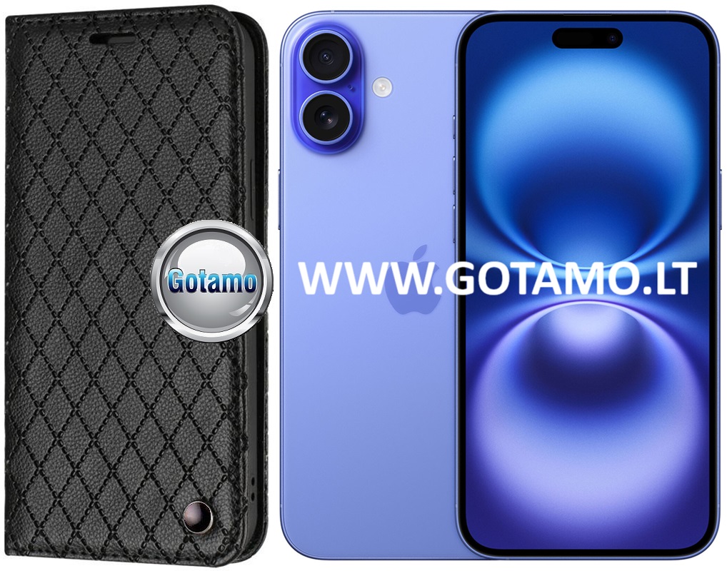 Magnetinis deklas knygele Apple iPhone 16 plus juodos