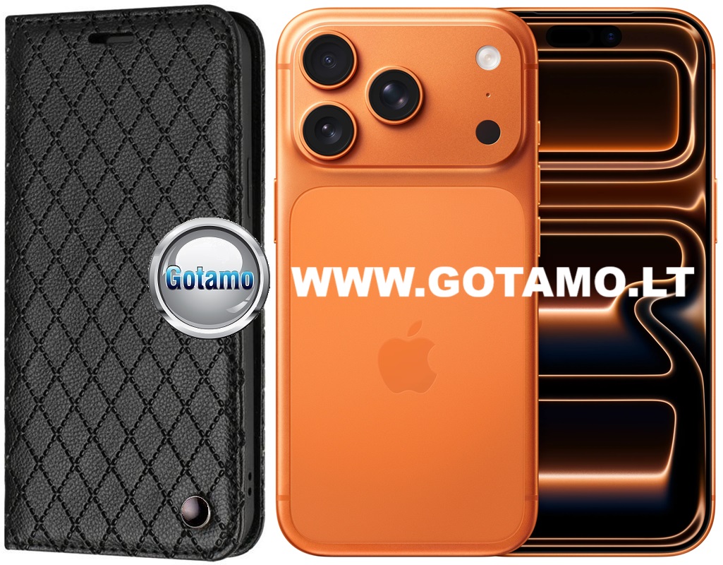 Magnetinis deklas knygele Apple iPhone 17 pro juodos