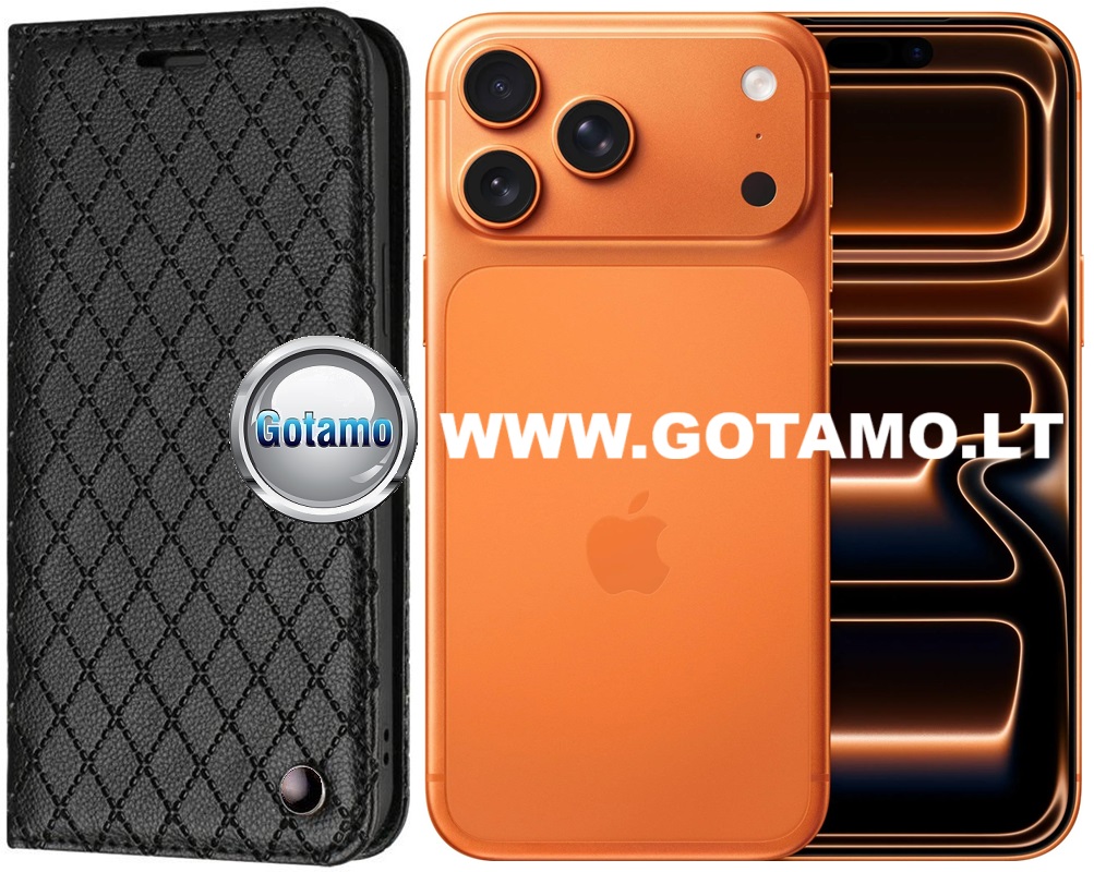 Magnetinis deklas knygele Apple iPhone 17 pro max juodos