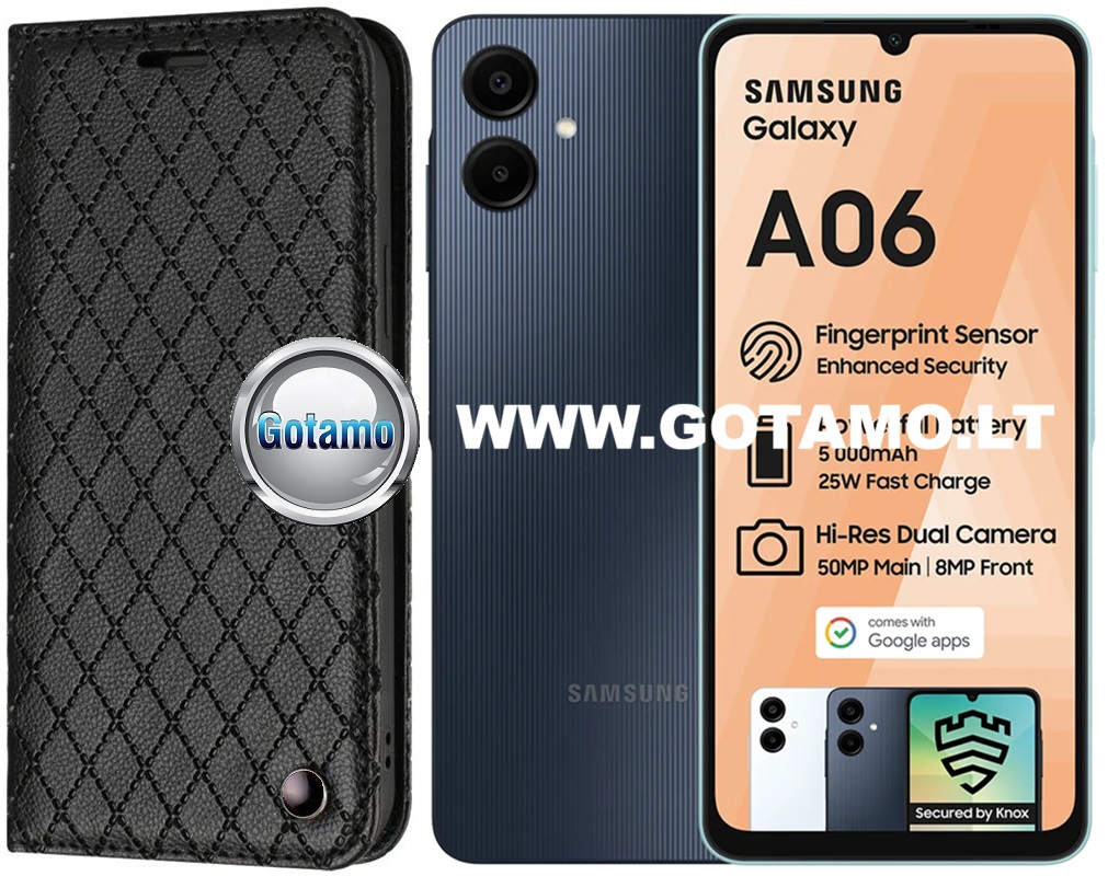 Dalton magnetinis dėklas Samsung Galaxy A06 juodos spalvos
