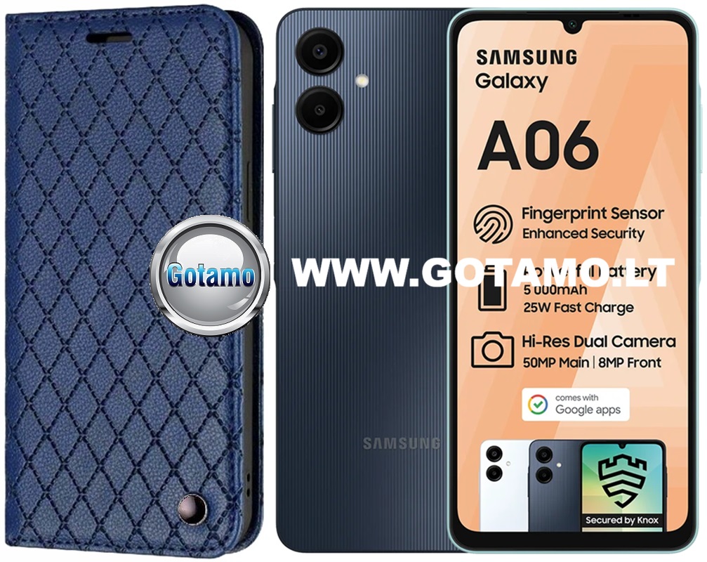 Dalton magnetinis dėklas Samsung Galaxy A06 mėlynos spalvos
