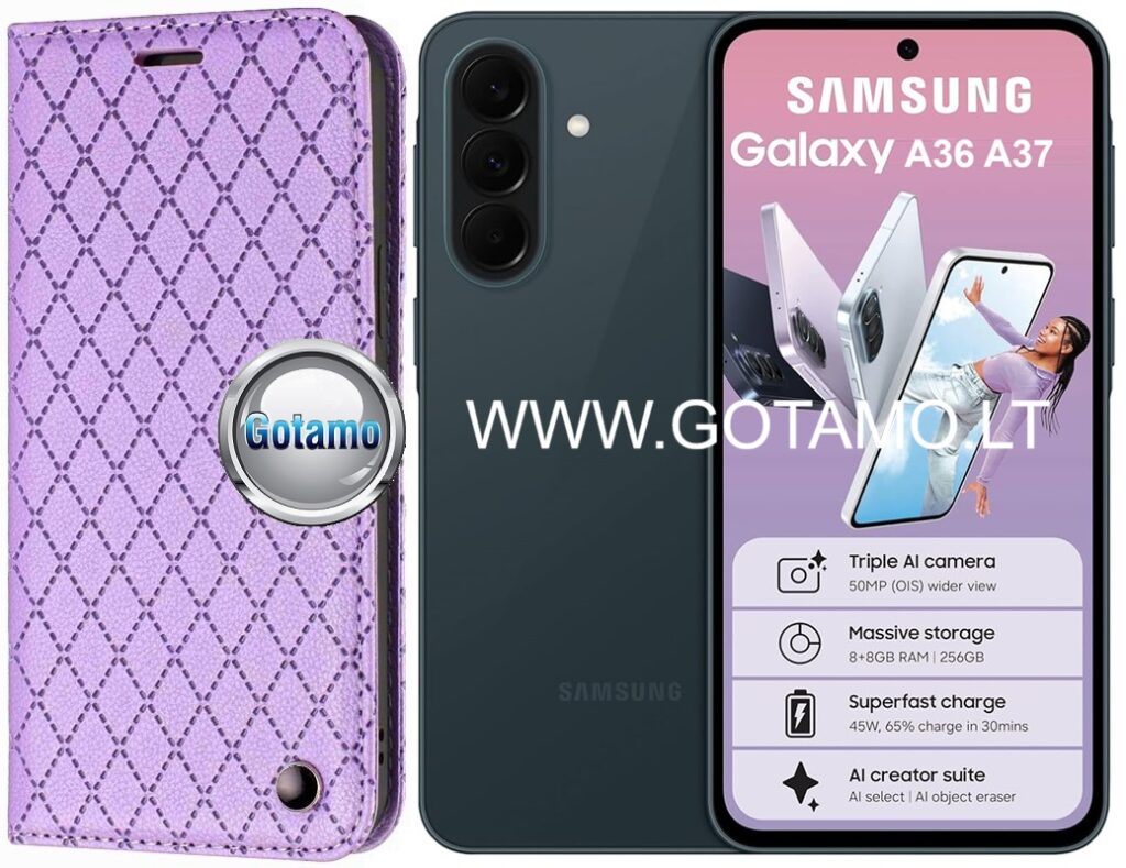 Dalton magnetinis dėklas Samsung Galaxy A36 violetinės spalvos