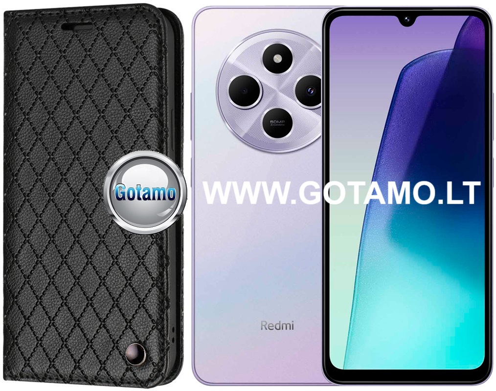 Dalton magnetinis dėklas knygelė Xiaomi Redmi 14C / A4 / Poco C75 – juodos spalvos