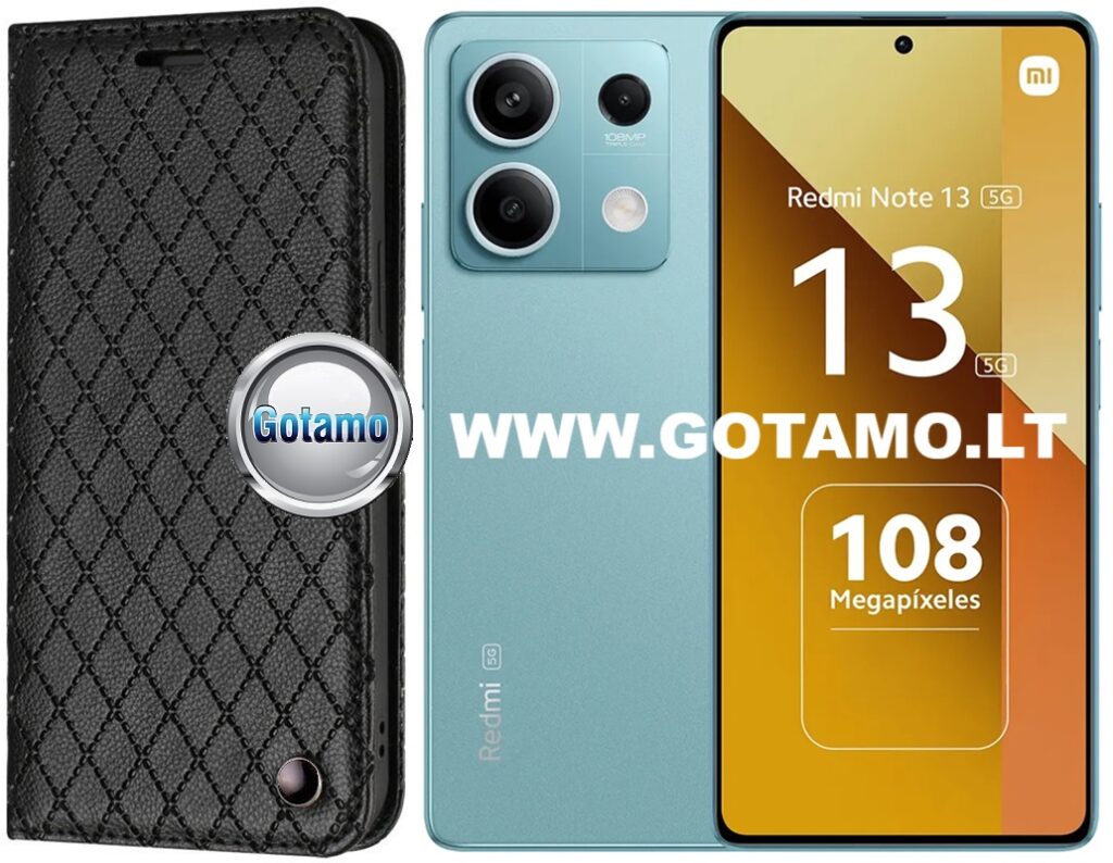 Dalton magnetinis dėklas knygelė Xiaomi Redmi Note 13 5G – juodos spalvos