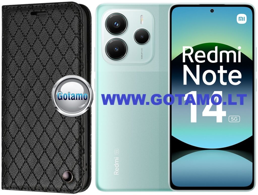 Dalton magnetinis dėklas knygelė Xiaomi Redmi Note 14 5G – juodos spalvos