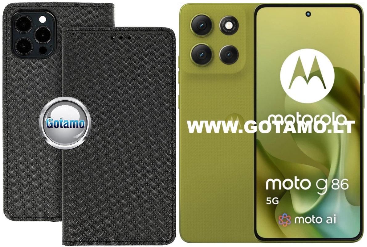 Dėklas knygutė Re-Grid magnetinis – Motorola Moto G86 / Moto G86 Power, juodos spalvos 1 Dėklas knygutė Re-Grid magnetinis Motorola Moto G86
