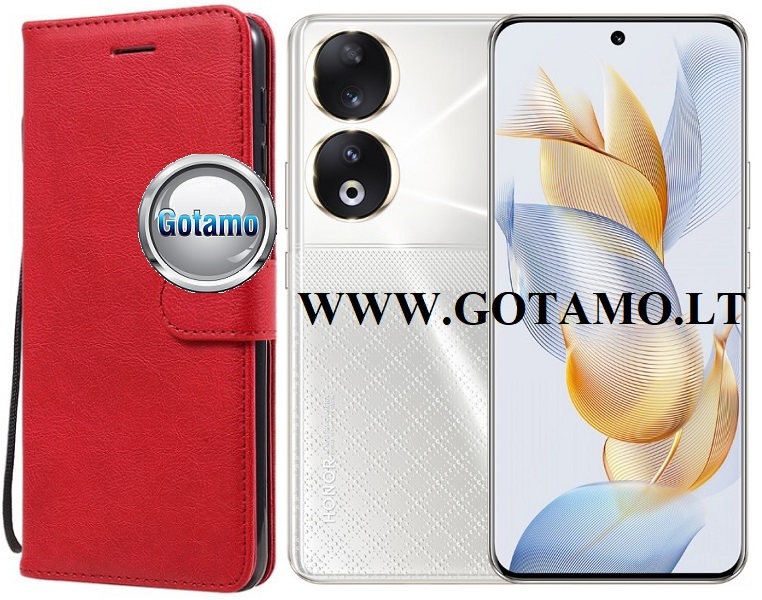 Diary Mate dėklas Honor 90 telefonui raudonos spalvos