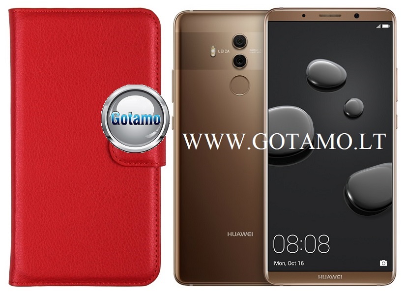 Diary Mate dėklas Huawei Mate 10 Pro mobiliesiems telefonams raudonos spalvos