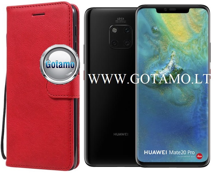 Diary Mate dėklas Huawei Mate 20 Pro mobiliesiems telefonams raudonos spalvos