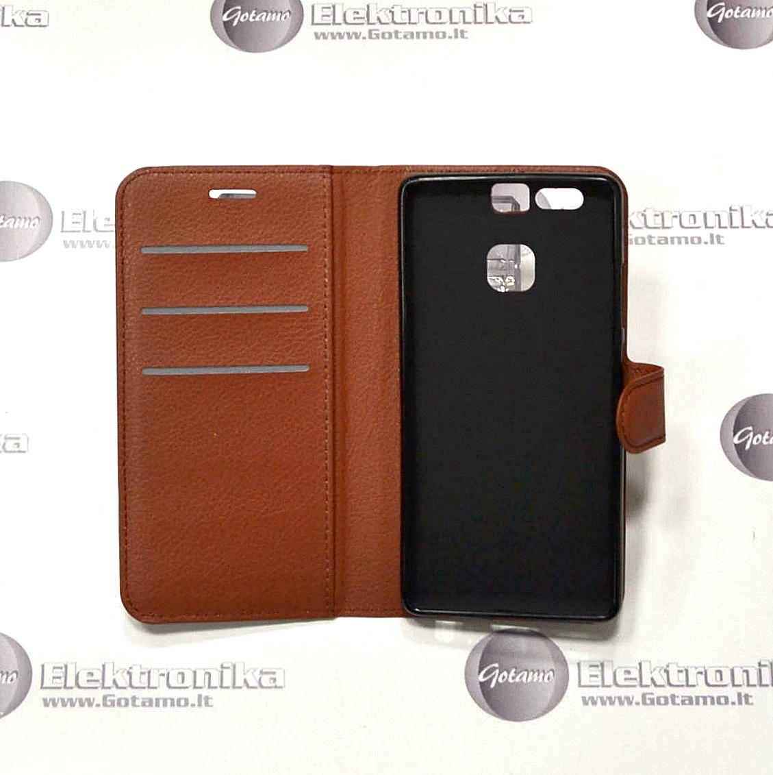 Diary Mate dėklas Huawei P9 telefonams rudos spalvos 6 Diary Mate dėklas Huawei P9 telefonams rudos spalvos - Image 6