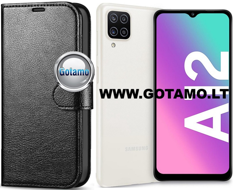 Diary Mate dėklas Samsung Galaxy A12 juodos spalvos
