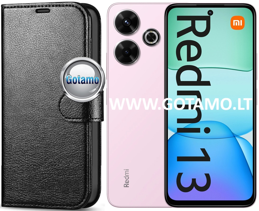 Diary Mate dėklas-knygutė Xiaomi Redmi 13 / Redmi 13 5G telefonui (juodas)