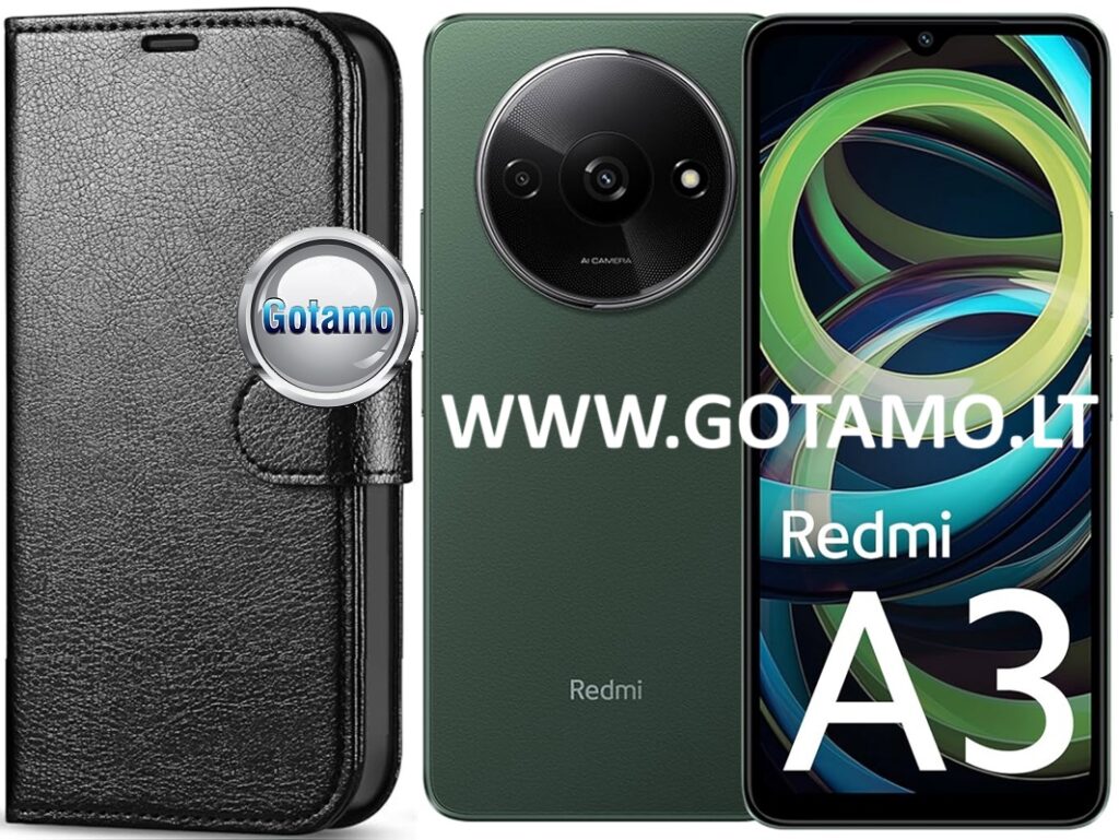Diary Mate dėklas-knygutė Xiaomi Redmi A3 telefonui (juodas)