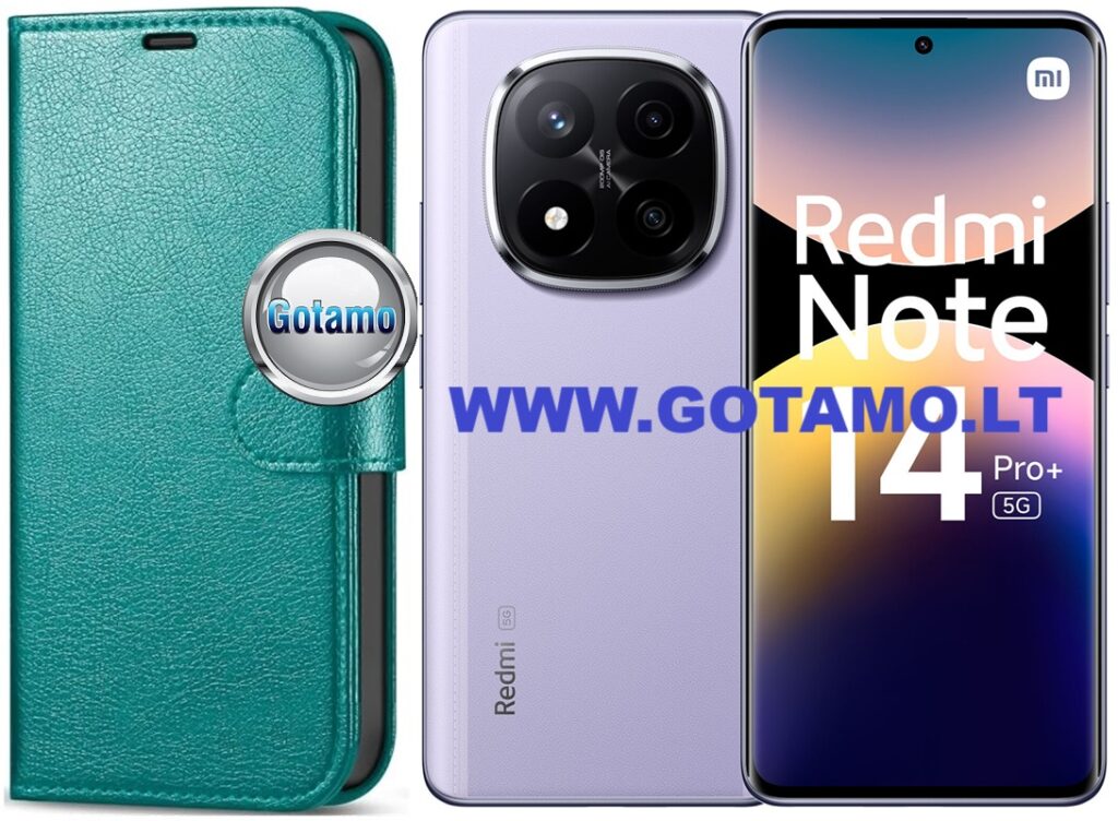 Diary Mate dėklas-knygutė Xiaomi Redmi Note 14 Pro Plus 5G telefonui (smaragdo žalias)