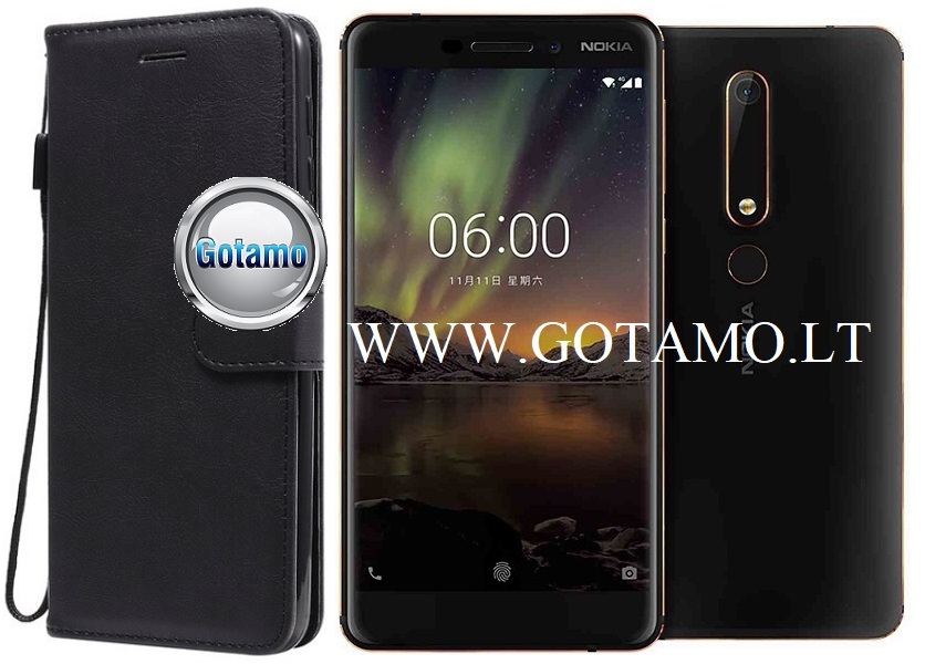 Diary Mate dėklas Nokia 6.1 juoda