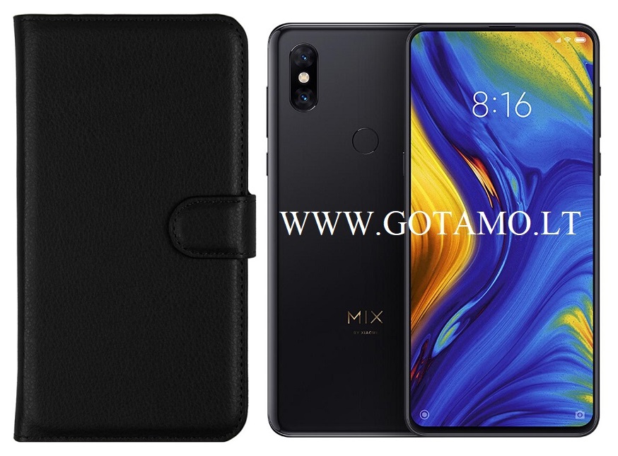 Diary Mate dėklas Xiaomi Mi Mix 3 mobiliesiems telefonams juodos spalvos
