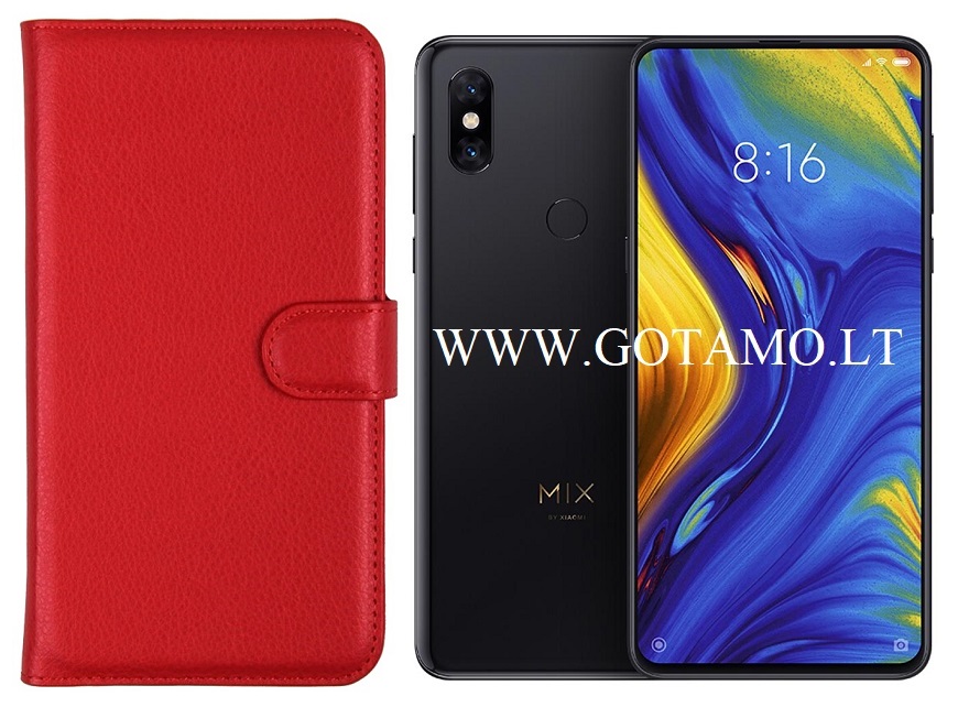 Diary Mate dėklas Xiaomi Mi Mix 3 mobiliesiems telefonams raudonos spalvos