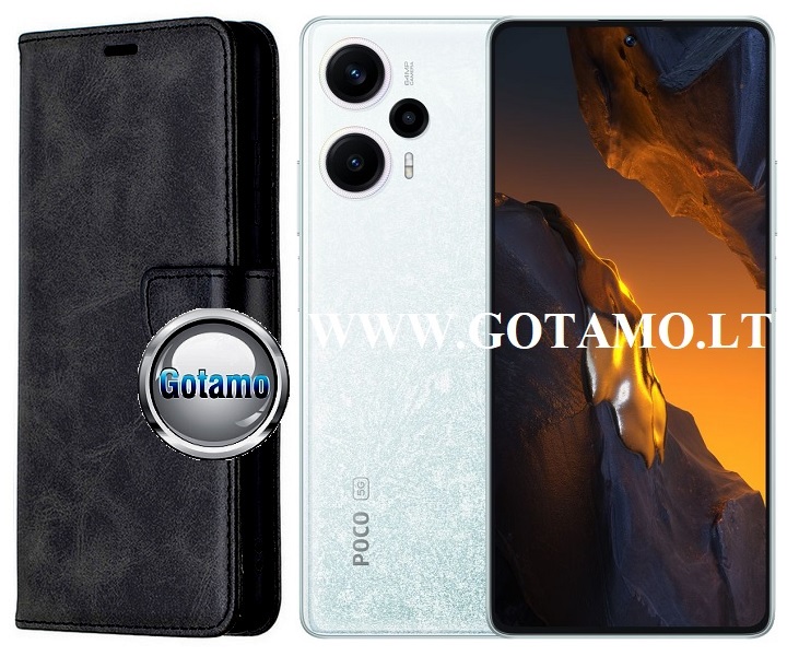 Diary Mate dėklas Xiaomi Poco F5 telefonui juodos spalvos
