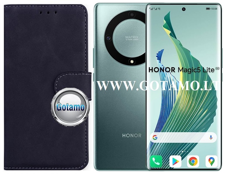 Diary Mate2 dėklas Honor Magic 5 Lite, Honor X9a mobiliesiems telefonams juodos spalvos