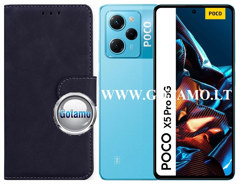 Diary Mate2 dėklas Xiaomi Poco X5 Pro mobiliajam telefonui juodos spalvos