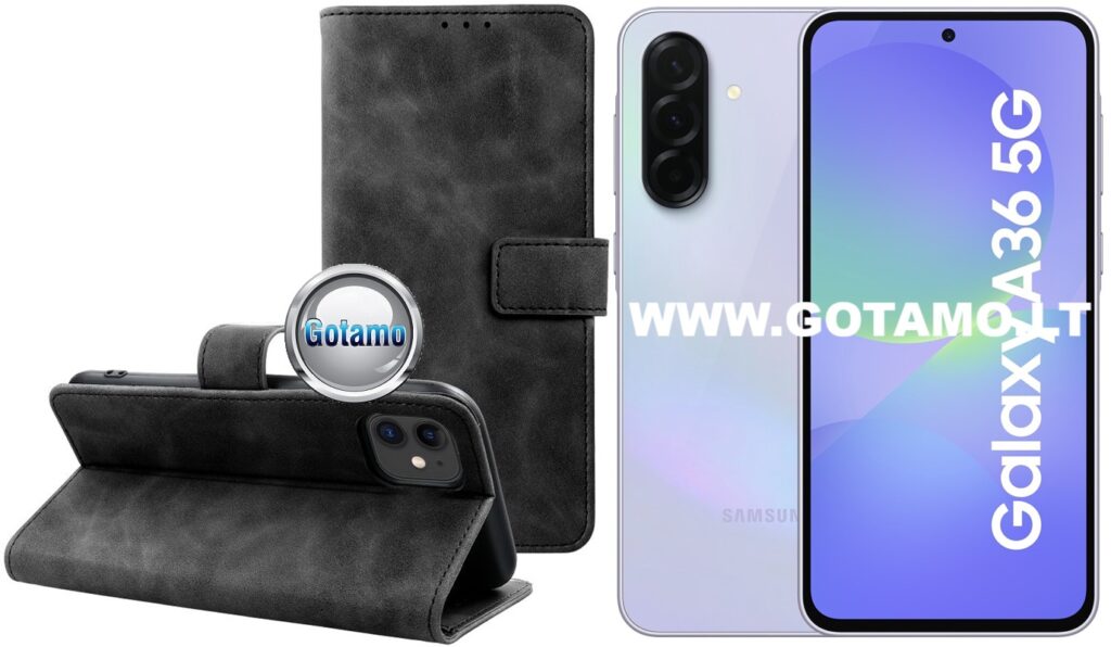 Diary-S veliūrinis dėklas Samsung Galaxy A36 juodos spalvos