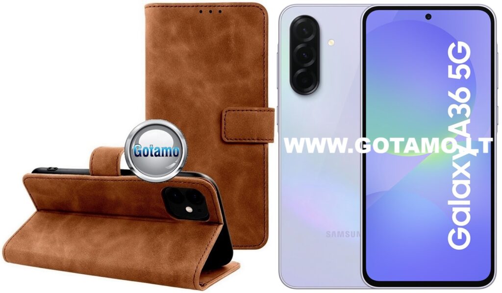 Diary-S veliūrinis dėklas Samsung Galaxy A36 rudos spalvos