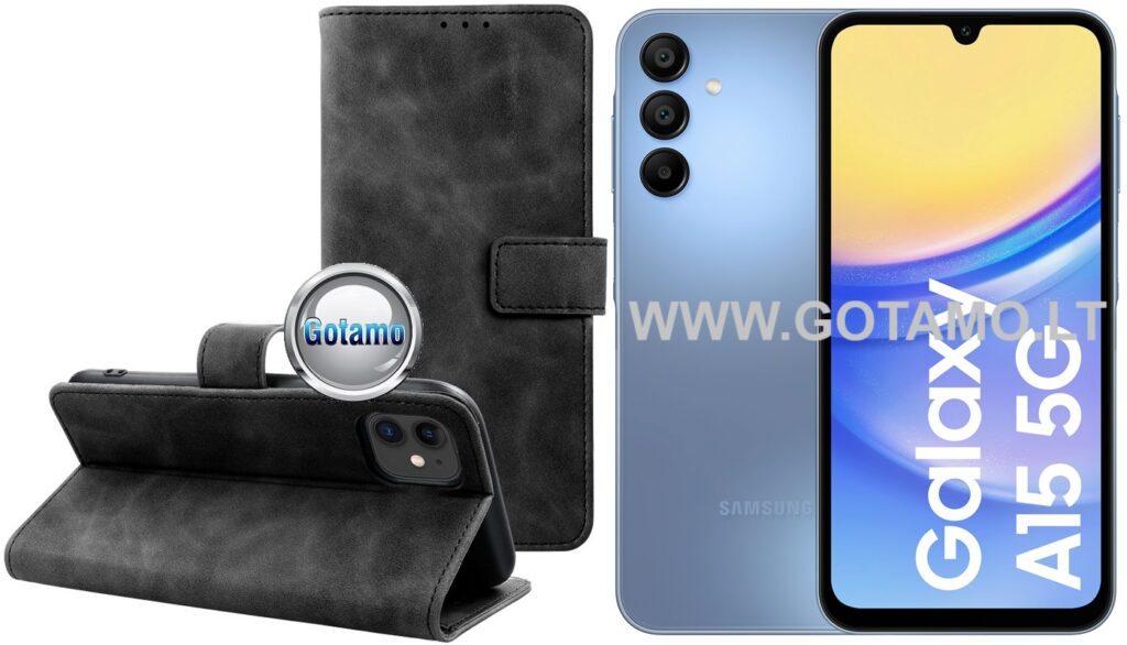Diary-S veliūrinis dėklas Samsung Galaxy A15 5G juodos spalvos
