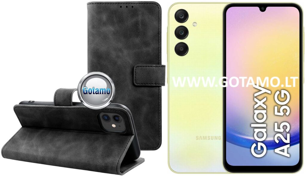 Diary-S veliūrinis dėklas Samsung Galaxy A25 juodos spalvos