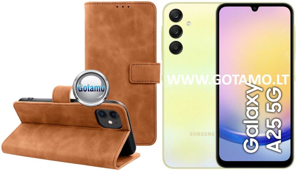 Diary-S veliūrinis dėklas Samsung Galaxy A25 rudos spalvos