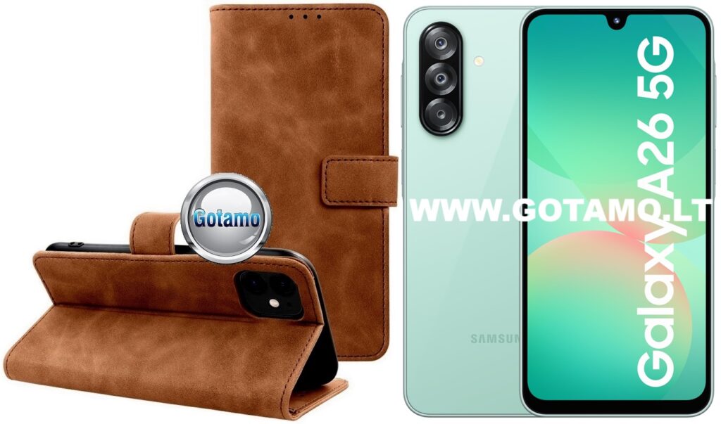Diary-S veliūrinis dėklas Samsung Galaxy A26 rudos spalvos