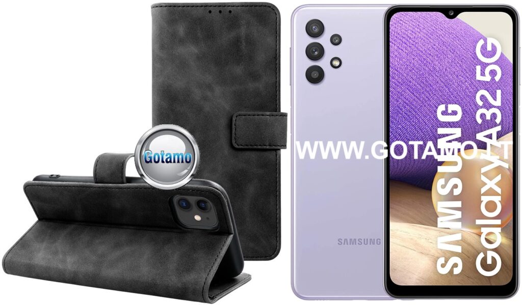 Diary-S veliūrinis dėklas Samsung Galaxy A32 5G juodos spalvos
