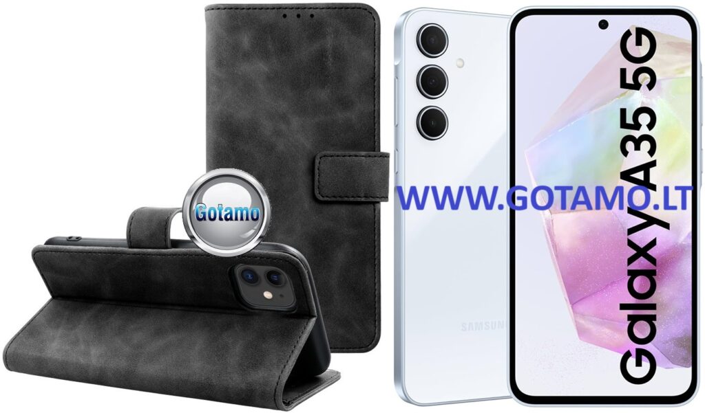 Diary-S veliūrinis dėklas Samsung Galaxy A35 juodos spalvos