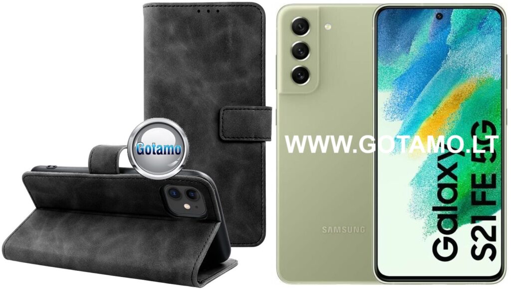 Diary-S veliūrinis dėklas Samsung Galaxy S21 FE 5G juodos spalvos
