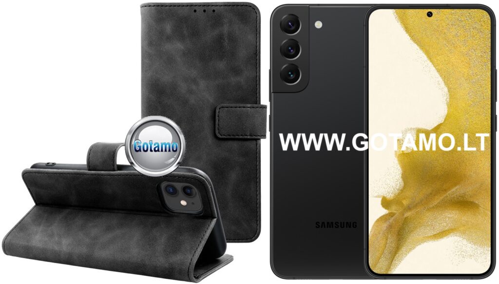 Diary-S veliūrinis dėklas Samsung Galaxy S22 5G juodos spalvos