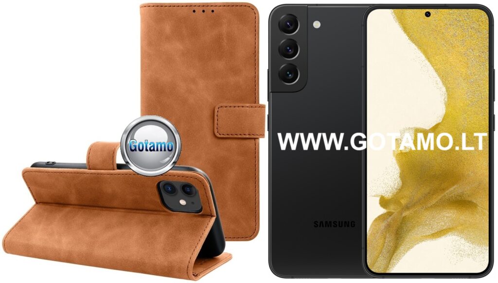 Diary-S veliūrinis dėklas Samsung Galaxy S22 5G rudos spalvos