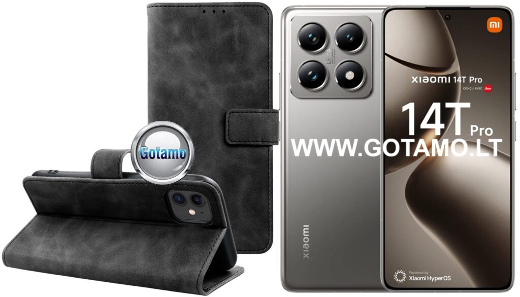Diary-S veliūrinis dėklas Xiaomi 14T, Xiaomi 14T Pro telefonams juodos spalvos