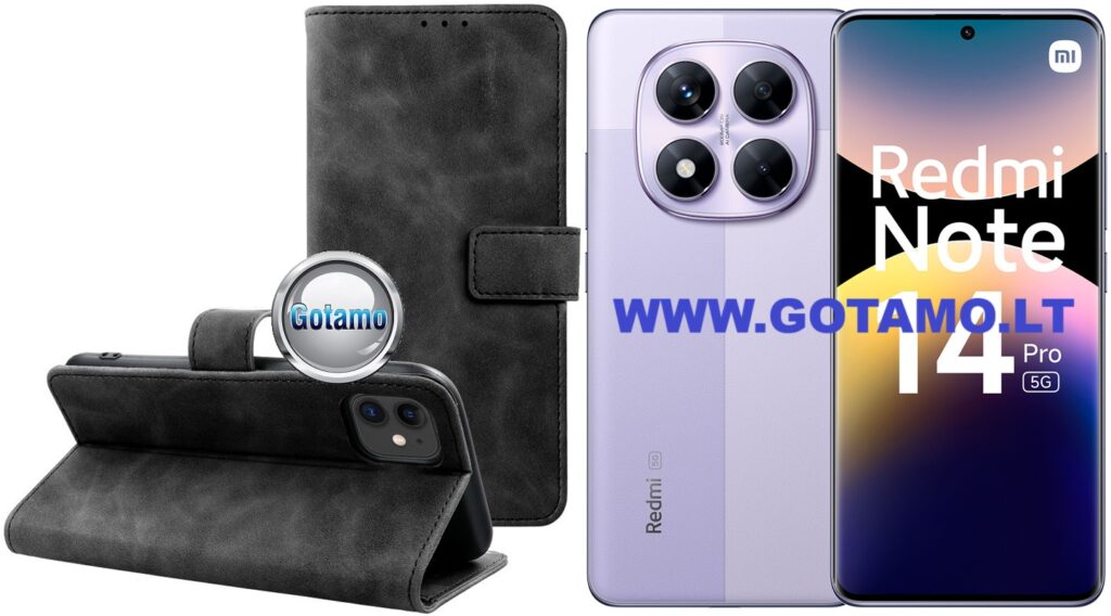 Diary-S veliūrinis dėklas Xiaomi Redmi Note 14 Pro 5G, Xiaomi Poco X7 telefonams juodos spalvos