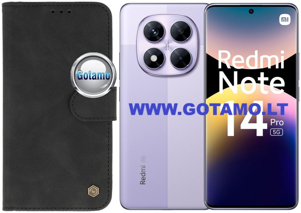 Diary-Wonder dėklas Xiaomi Redmi Note 14 Pro 5G, Xiaomi Poco X7 telefonams juodos spalvos