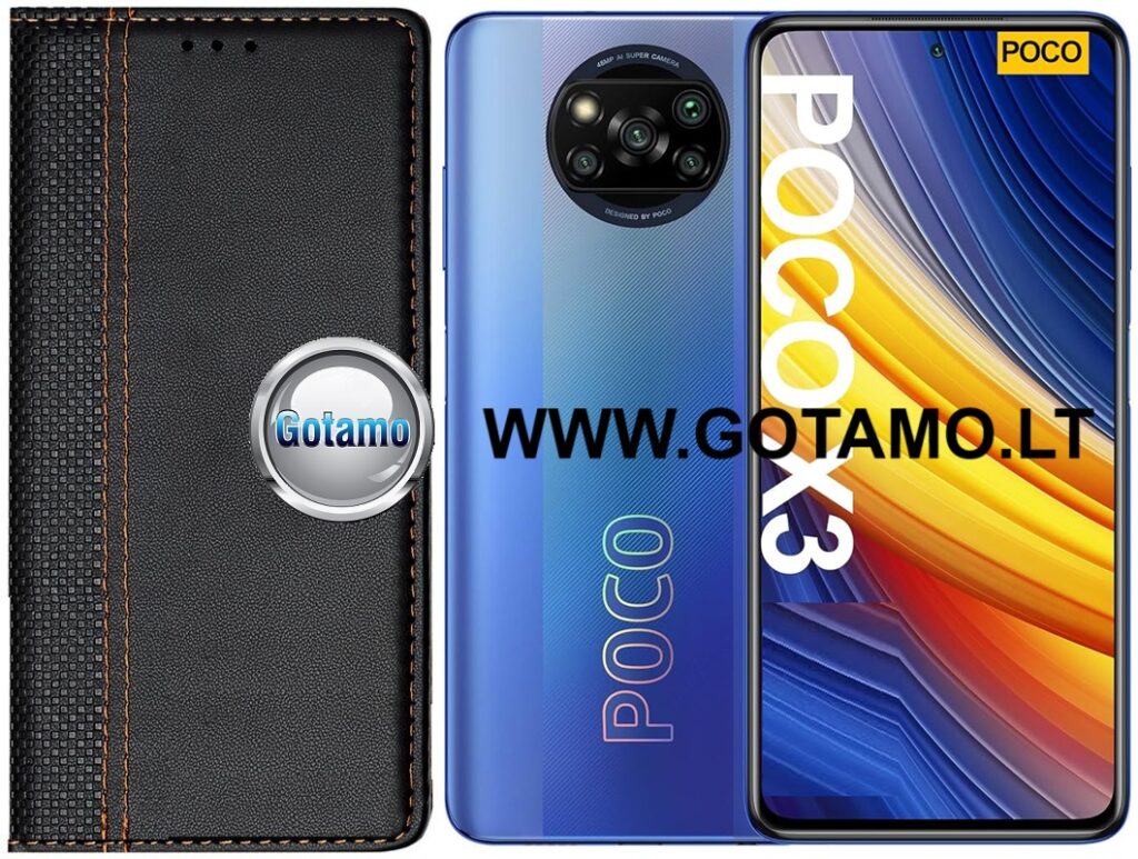 Domino magnetinis dėklas Xiaomi Poco X3, Xiaomi Poco X3 NFC, Xiaomi Poco X3 Pro telefonams juodos spalvos