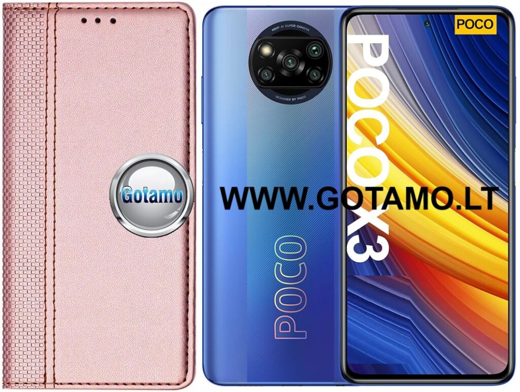 Domino magnetinis dėklas Xiaomi Poco X3, Xiaomi Poco X3 NFC, Xiaomi Poco X3 Pro telefonams rožinio aukso spalvos