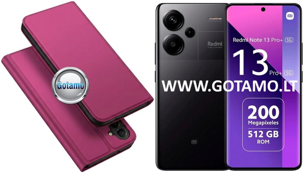 Ducis dėklas-knygutė Xiaomi Redmi Note 13 Pro Plus telefonui (fuksijos spalvos)