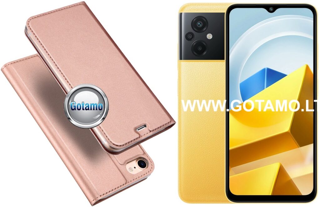 Dux Ducis dėklas knygelė Xiaomi Poco M5, M4 5G, Xiaomi Redmi 10 5G telefonams vario spalvos