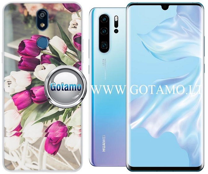 Flower Tulip dėklas nugarėlė Huawei P30 Pro telefonui šviesiai violetinės spalvos