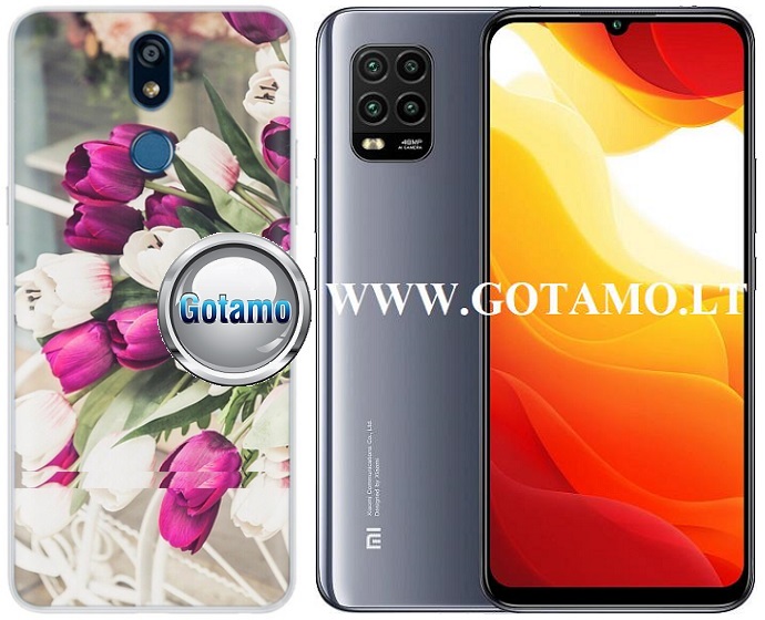 Flower Tulip dėklas nugarėlė Xiaomi Mi 10 Lite, Xiaomi Mi 10 Lite 5G telefonams šviesiai violetinės spalvos