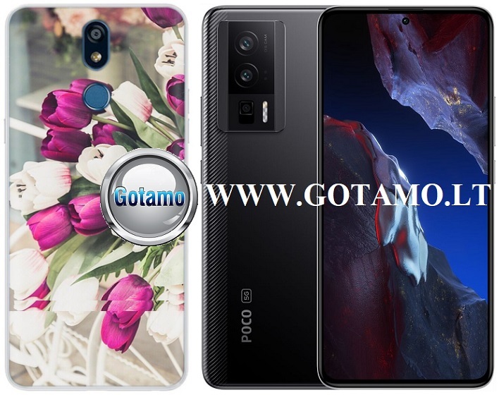 Flower Tulip dėklas nugarėlė Xiaomi Poco F5 Pro telefonui šviesiai violetinės spalvos