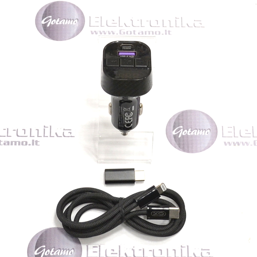 FM moduliatorius XO Multi Functional su Type-C 30W lizdu ir Type-C laidu (juodos spalvos) 2 FM moduliatorius XO 30W kelionėje